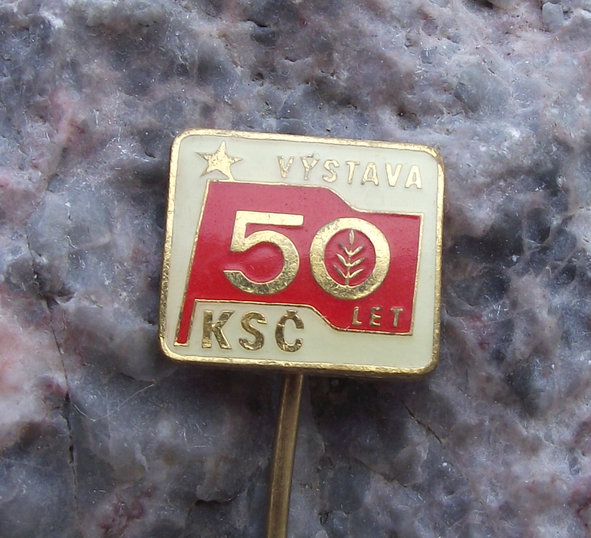 1971 Czechoslovakia Communist Party KSC 50th Anniversary Exhibition Pin Badge