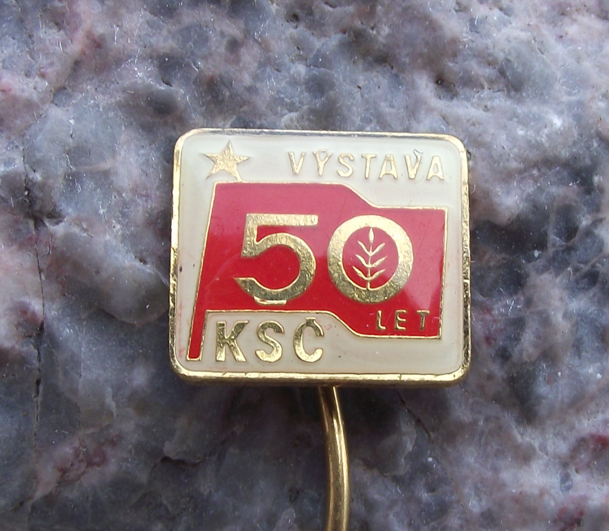 1971 Czechoslovakia Communist Party KSC 50th Anniversary Exhibition Pin Badge