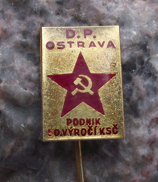 1971 Czechoslovakia Communist Party KSC 50th Anniversary Ostrava Pin Badge