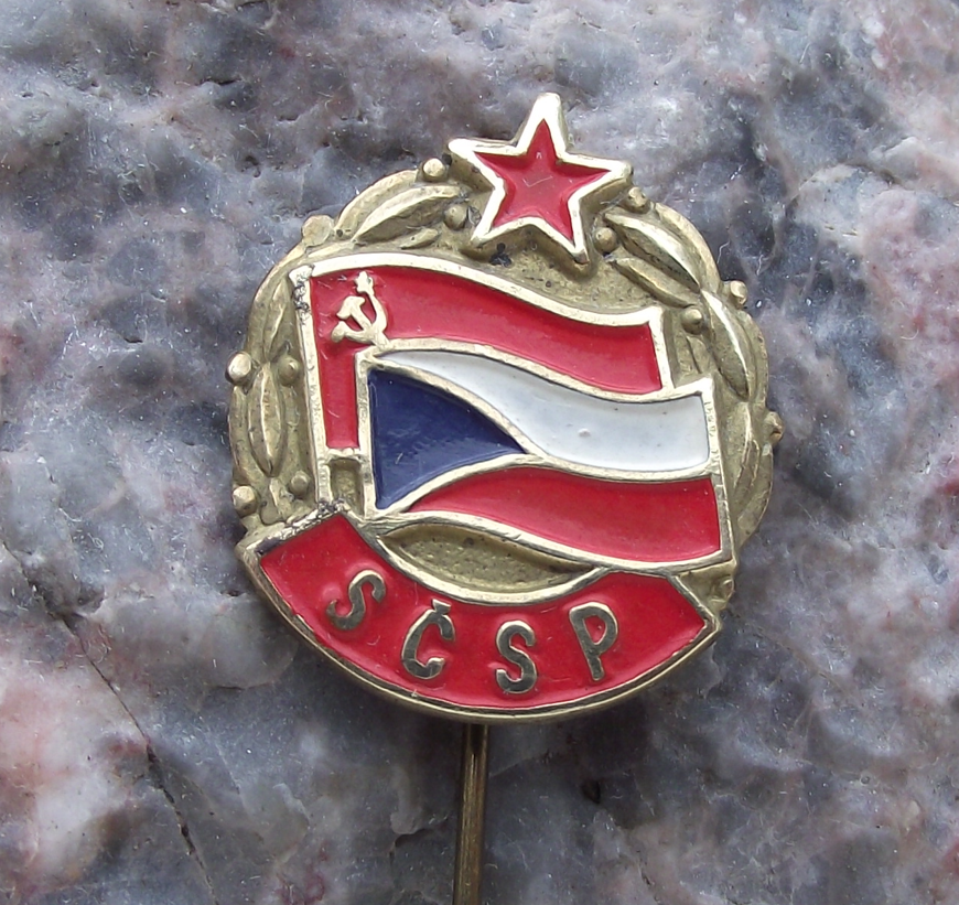 SCSP Soviet Czech Friendship Alliance Official Logo Pin Badge