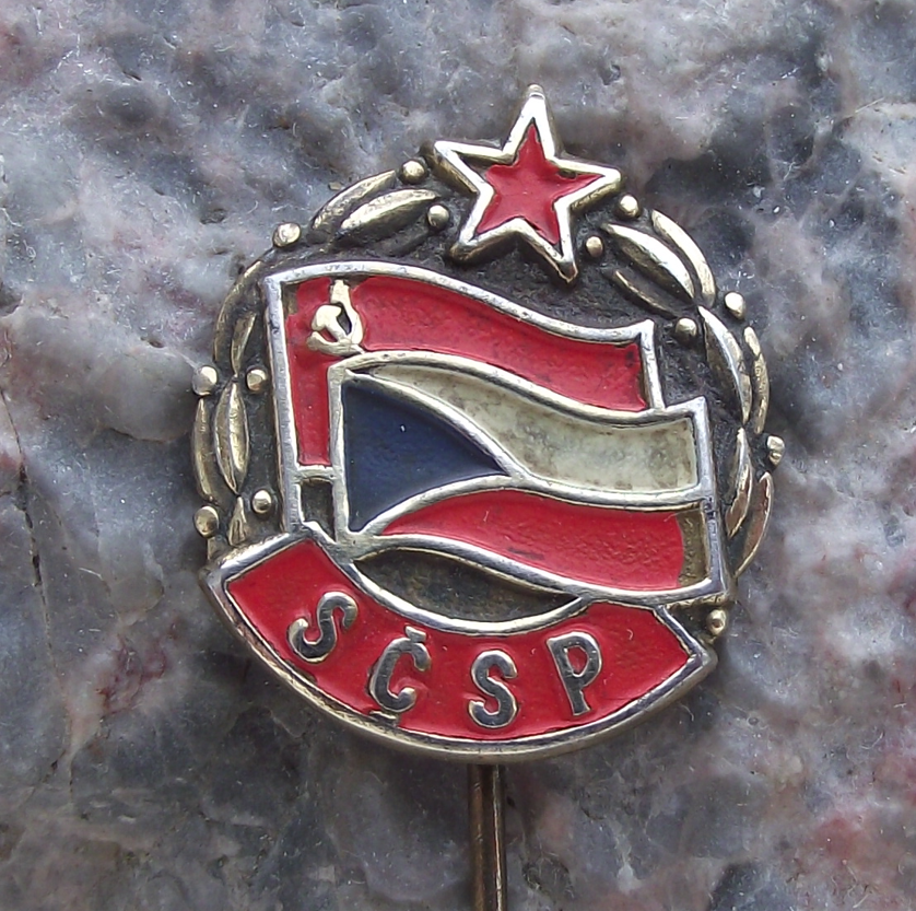 SCSP Soviet Czech Friendship Alliance Official Logo Pin Badge