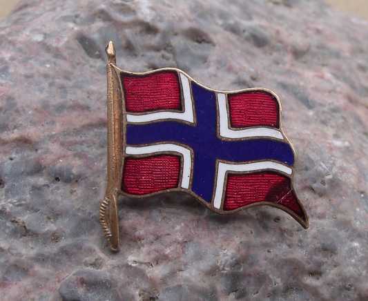 Vintage Norwegian Norway Scandinavian Cross Clasp National Flag Pin Badge