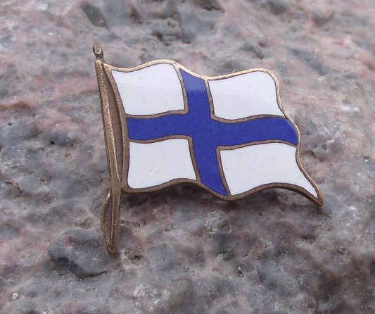 Vintage Finnish Finland Scandinavian Cross Clasp National Flag Pin Badge