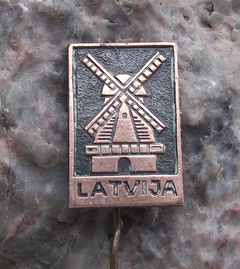 Vintage Latvia Latvija Araisi Windmill Drabesi Manor Pin Badge