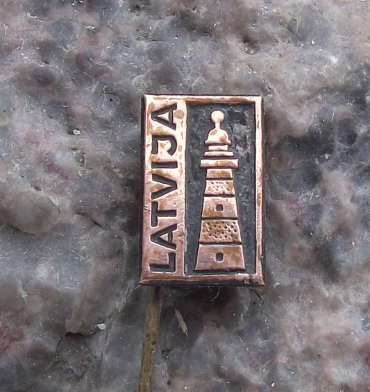 Vintage Latvia Latvija Lighthouse Tourist Souvenier Pin Badge