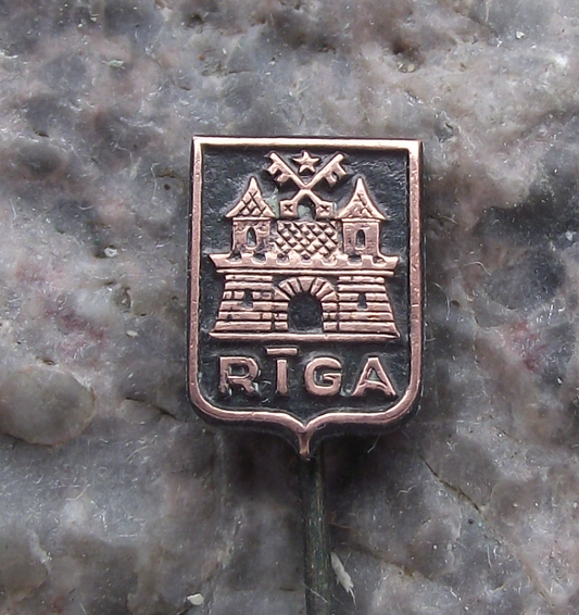 Vintage Latvia Latvija Riga Official City Crest Tourist Souvenier Pin Badge