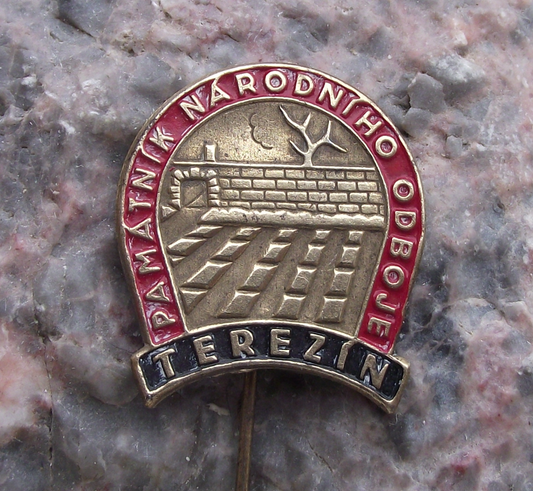 Vintage Terezin Nazi Concentration Camp National Memorial Pin Badge