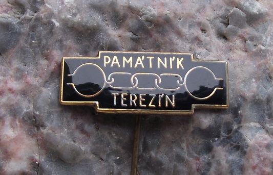 Vintage Terezin German Concentration Camp Manacles Chains Pin Badge