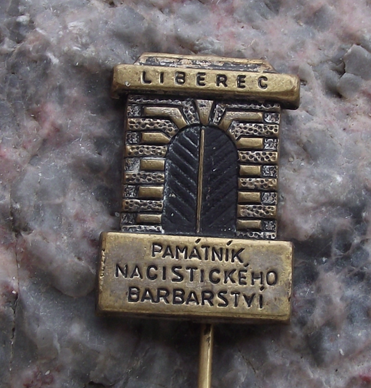 Vintage Terezin Concentration Camp Liberec Nazi Barbarism Pin Badge