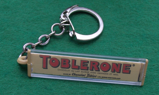 Vintage Swiss Toblerone Chocolate Triangle Advertising Keychain