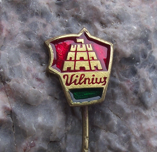 Vintage Lithuania Vilnius Capital City Tourist Souvenier Pin Badge