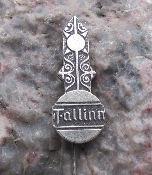 Vintage Tallinn Estonia Religious Cross Souvenir Pin Badge