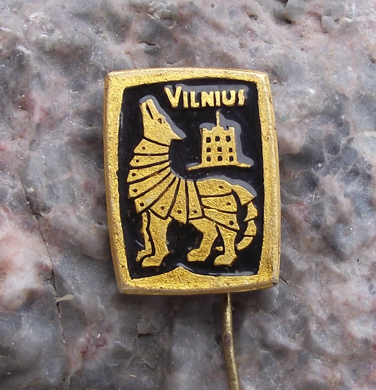 Vintage Lithuania Vilnius Capital City Legendary Iron Wolf Pin Badge