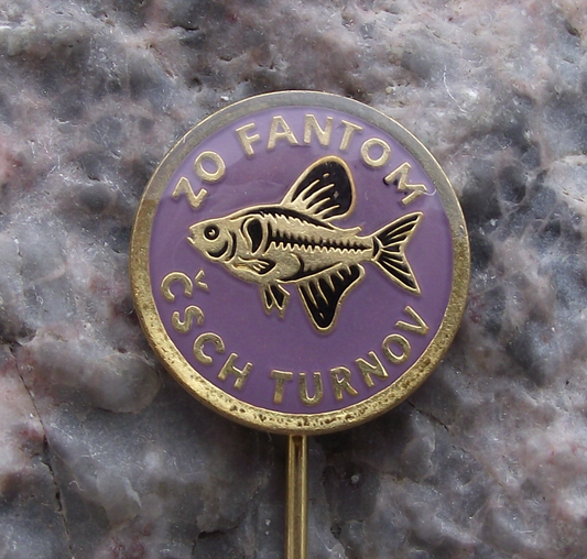 Vintage Aquarium Tropical Fish Turnov Black Phantom Tetra Club Pin Badge