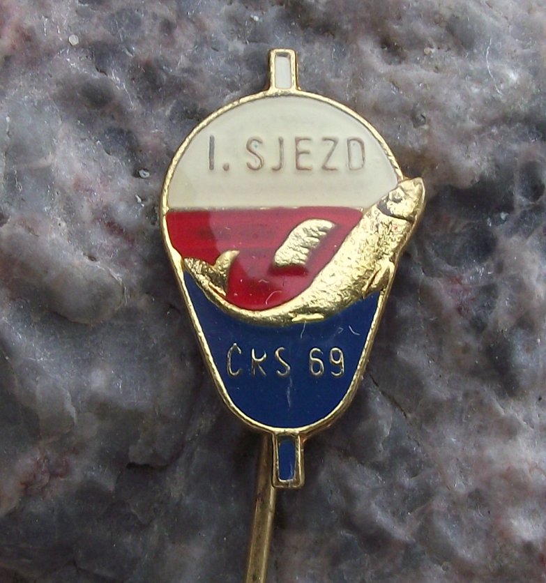 1969 Czechoslovakia Angling Fishing Association 1st National Congress Pin Badge