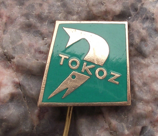 Vintage Tokoz Fishing Reels Marlin Swordfish Logo Fish Pin Badge