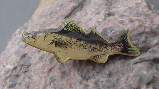 Vintage Pike Perch Zander Fishing River Fish Brooch Pin Badge