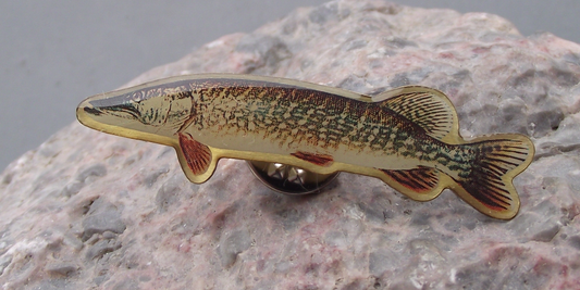 Vintage Pike Fishing River Fish Brooch Pin Badge