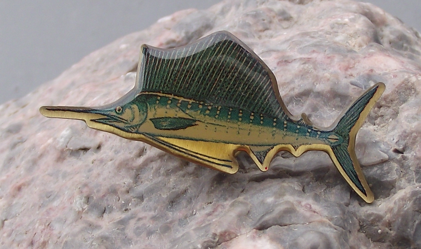 Vintage Marlin Swordfish Fishing Sea Fish Brooch Pin Badge