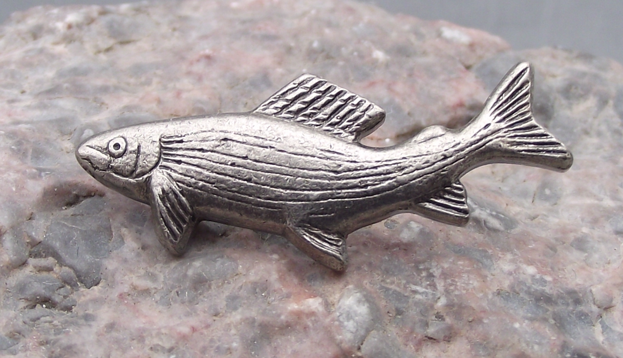 Vintage Fishing Angling Grayling Fish Brooch Pin Badge