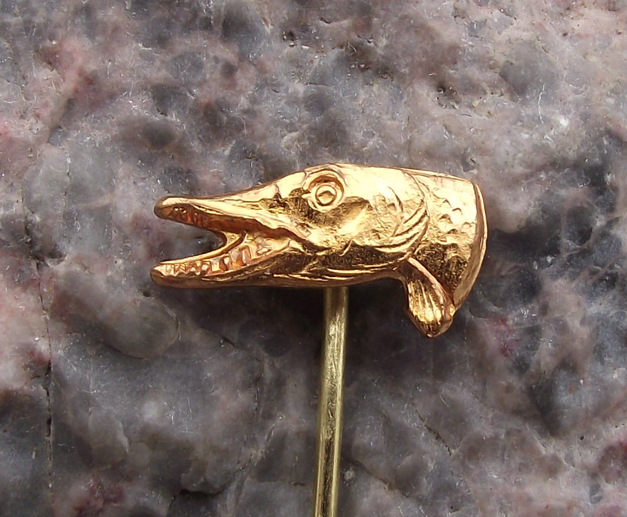 Vintage Czech Fishing Association Pike Head Angling Pin Badge