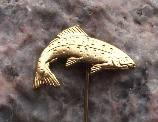 Vintage Czech Fishing Association River Angling Golden Trout Fish Pin Badge