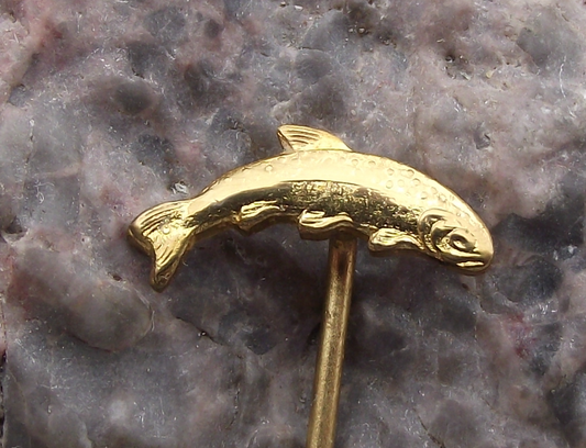 Vintage Czech Fishing Association River Angling Golden Fish Pin Badge