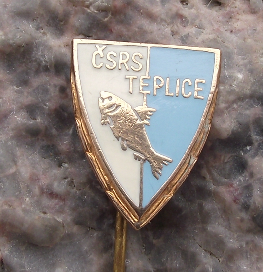 Vintage Teplice Czechoslovakia Fishing Angling Association Fish Members Pin Badge