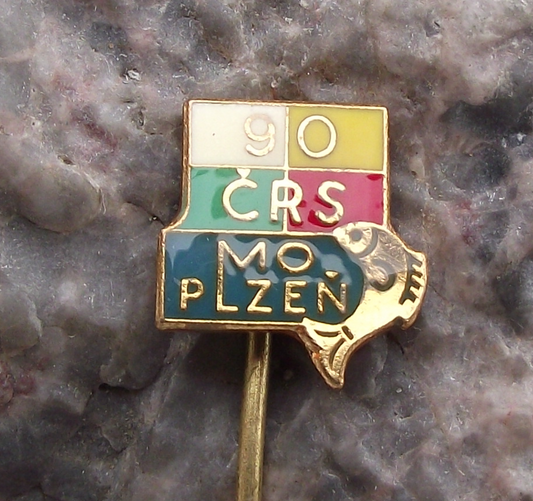 1980 Plzen Czechoslovakia Fishing Association 90th Anniversary Angling Pin Badge