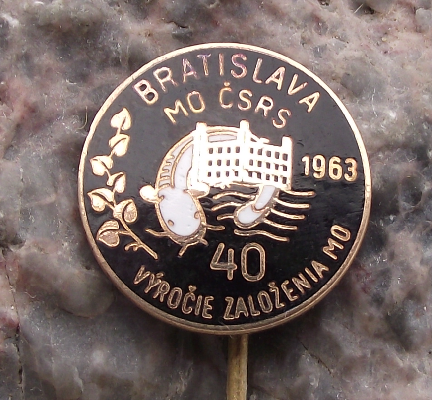 1963 Bratislava Czech Fishing Association 40th Anniversary Catfish Pin Badge