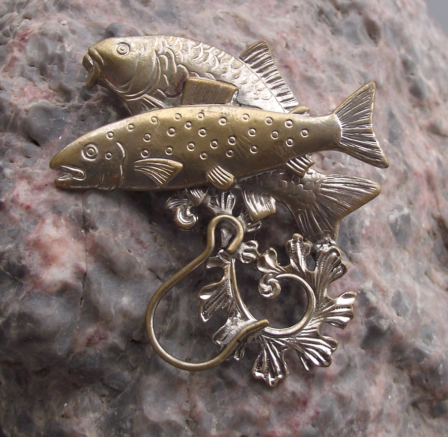 Vintage Czechoslovakia Carp Fish Hook Trout Fishing Angling Pin Badge