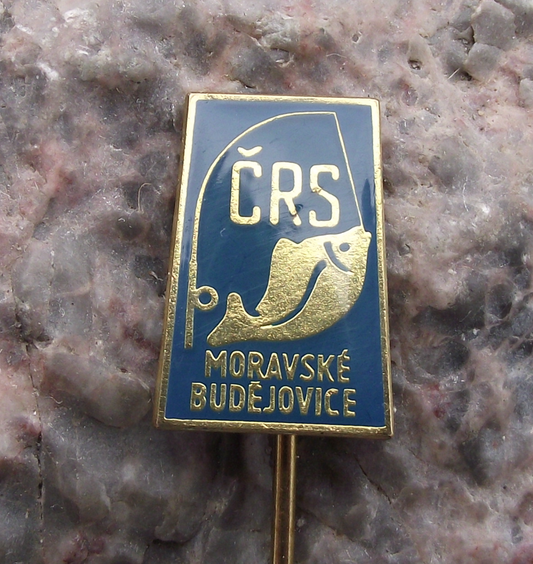 Vintage Moravske Budejovice Czechoslovakia Fishing Association Angling Pin Badge