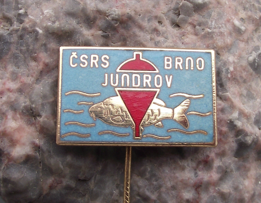 Vintage Brno Jundrov District Czechoslovakia Fishing Association Pin Badge