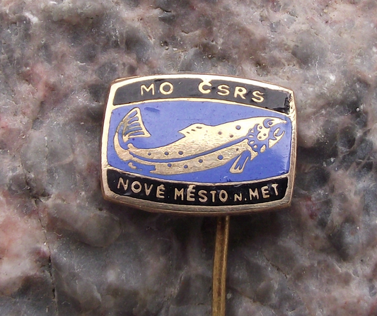 Vintage Nove Mesto nad Metuji Czechoslovakia Fishing Association Pin Badge