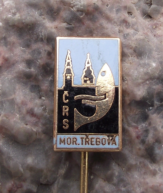 Vintage Moravska Trabon Fishing Association CRS Czech Membership Pin Badge