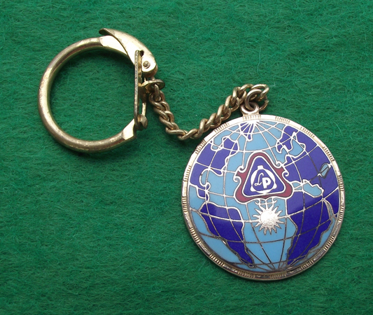 Vintage Chemical Company Czechoslovakia World Globe Keychain Keyring