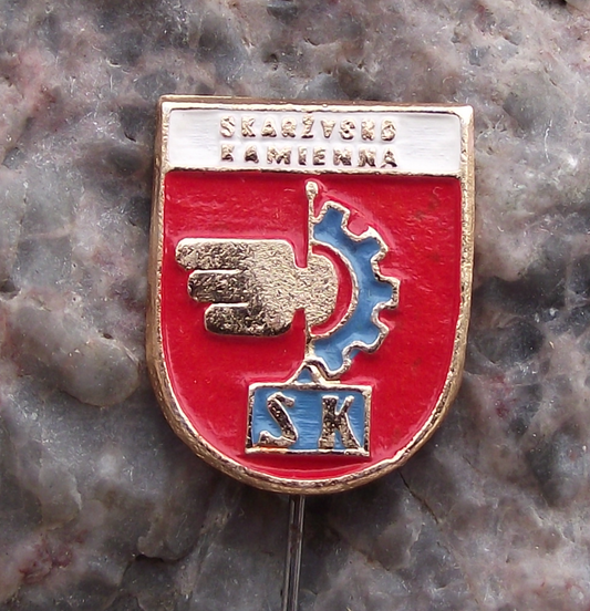 Vintage Poland Heraldic Polish City Town Crest Skarzysko Kamienna Pin Badge