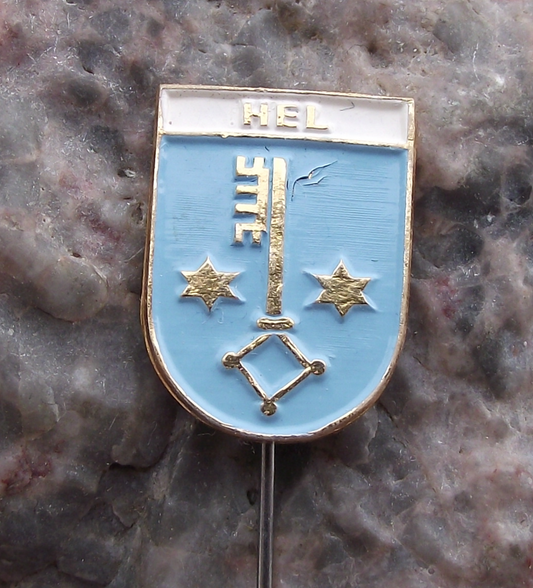 Vintage Poland Heraldic Polish City Town Crest Hel Pin Badge