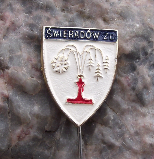 Vintage Poland Heraldic Polish City Town Crest Swieradow Zdroj Pin Badge