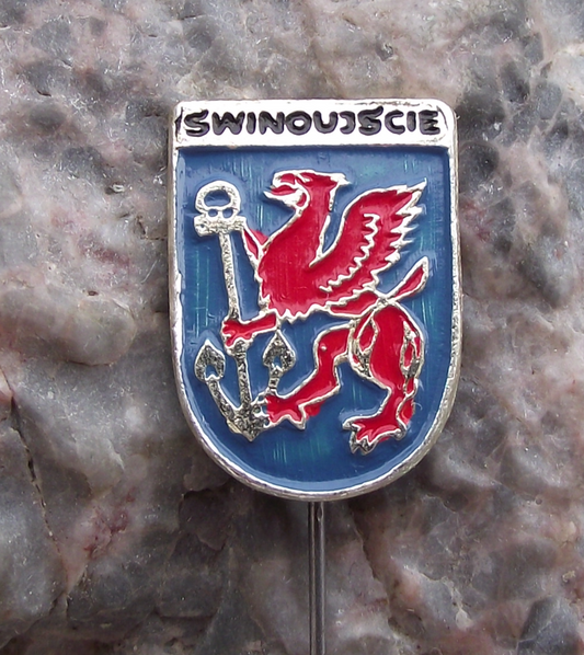 Vintage Poland Heraldic Polish City Town Crest Swinoujscie Pin Badge