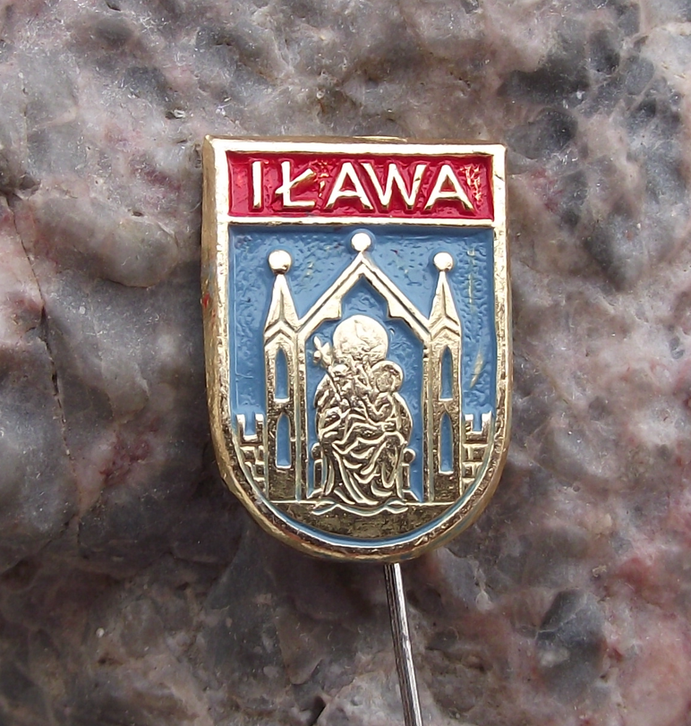 Vintage Poland Heraldic Polish City Town Crest Ilawa Pin Badge