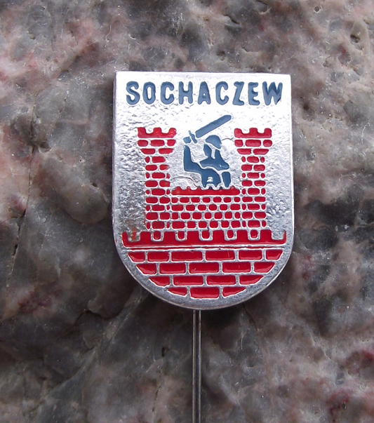 Vintage Poland Heraldic Polish City Town Crest Sochaczew Pin Badge