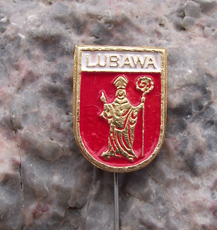 Vintage Poland Heraldic Polish City Town Crest Lubawa Pin Badge