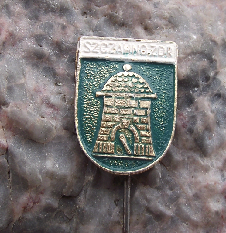 Vintage Poland Heraldic Polish City Town Crest Szczawno Zdroj Pin Badge