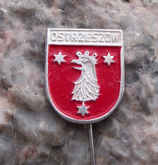 Vintage Poland Heraldic Polish City Town Crest Ostrzeszow Pin Badge