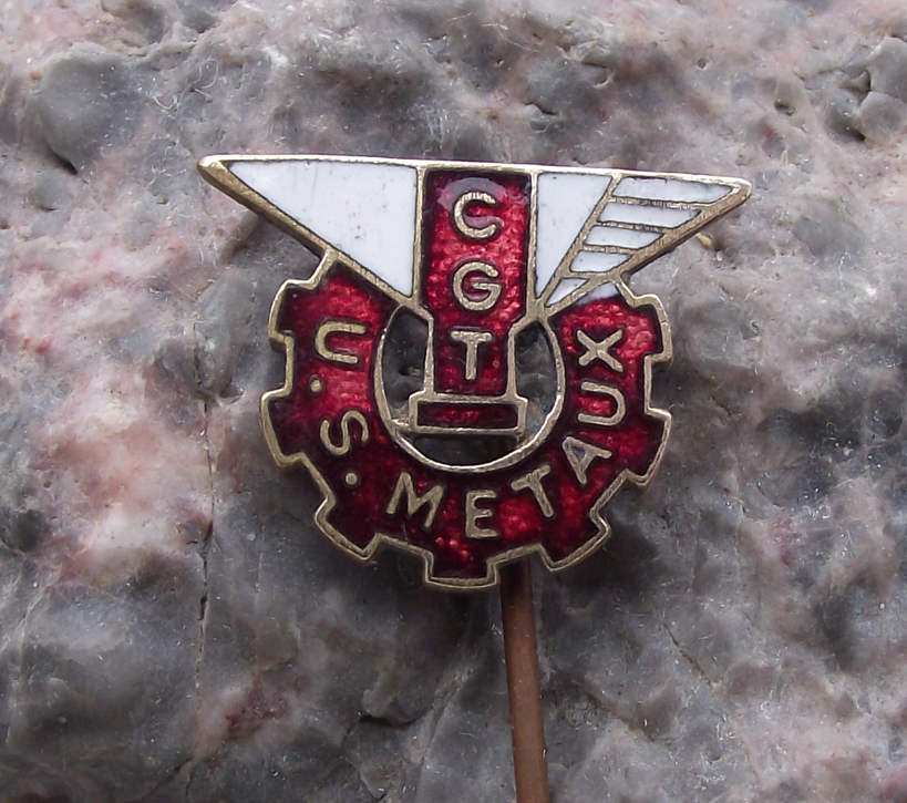 Vintage CGT U S Metaux France Trade Union Workers Member Pin Badge