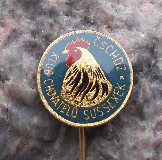 Vintage Czech Sussex Chicken Breeders Association CSCHDZ Pin Badge