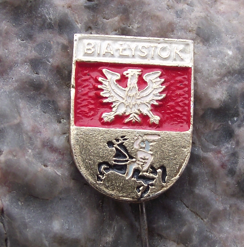 Vintage Poland Heraldic Polish City Town Crest Bialystok Pin Badge