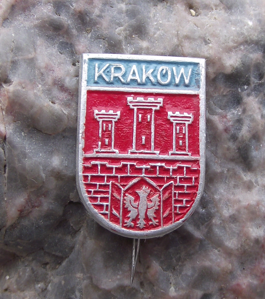 Vintage Poland Heraldic Polish City Town Crest Krakow Pin Badge