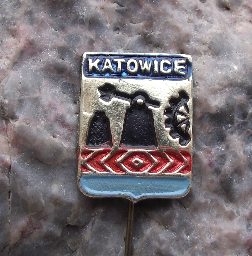 Vintage Poland Heraldic Polish City Town Crest Katowice Pin Badge